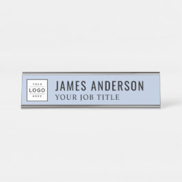 Placa De Nombre Logo de negocios personalizado Chambray Blue moder