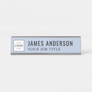 Placa De Nombre Logo de negocios personalizado Chambray Blue moder