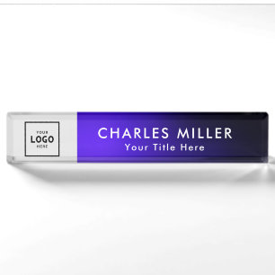 Placa De Nombre Logo de negocios Purple blue Modern Professional