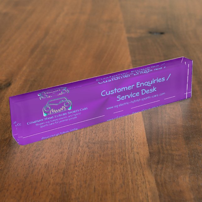 Placa De Nombre Logo de un auto deportivo clásico azul hielo en vi (Lateral)