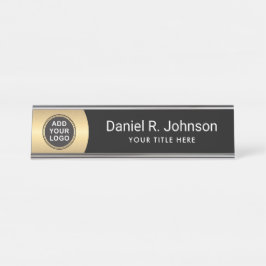 Placa De Nombre Logo del personalizado gradiente dorado negro mode