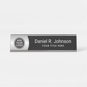 Placa De Nombre Logo del personalizado gradiente gris plateado ne