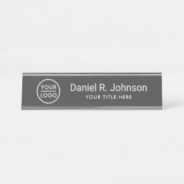 Placa De Nombre logo Personalizado simple gris oscuro