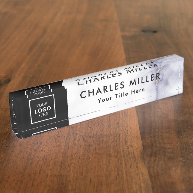 Placa De Nombre Logo profesional Desk Nameplate (Lateral)