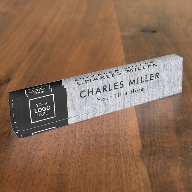 Placa De Nombre Logo profesional Desk Nameplate (Lateral)