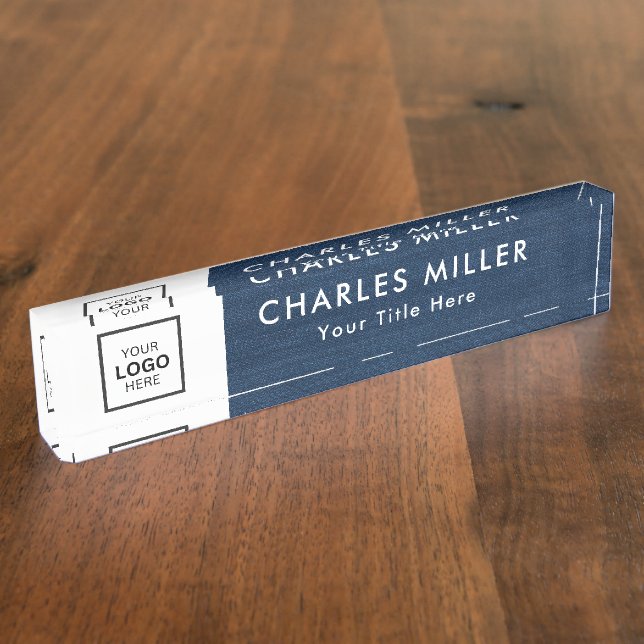 Placa De Nombre Logo profesional Desk Nameplate (Lateral)