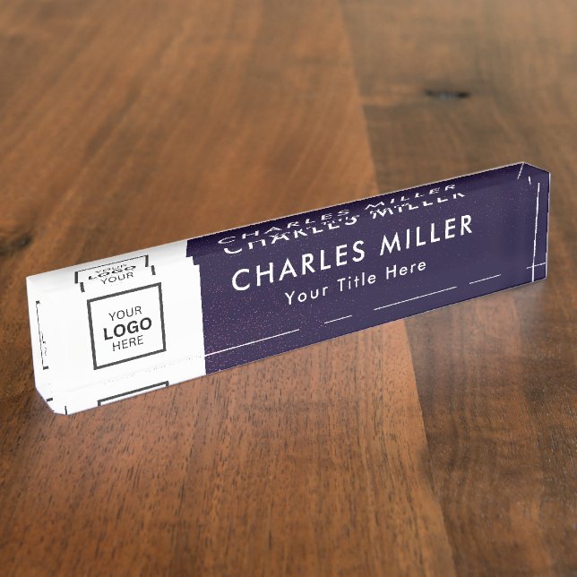 Placa De Nombre Logo profesional Desk Nameplate (Lateral)