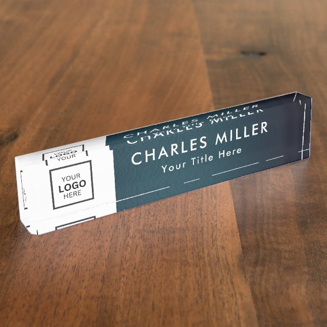 Placa De Nombre Logo profesional Desk Nameplate (Lateral)