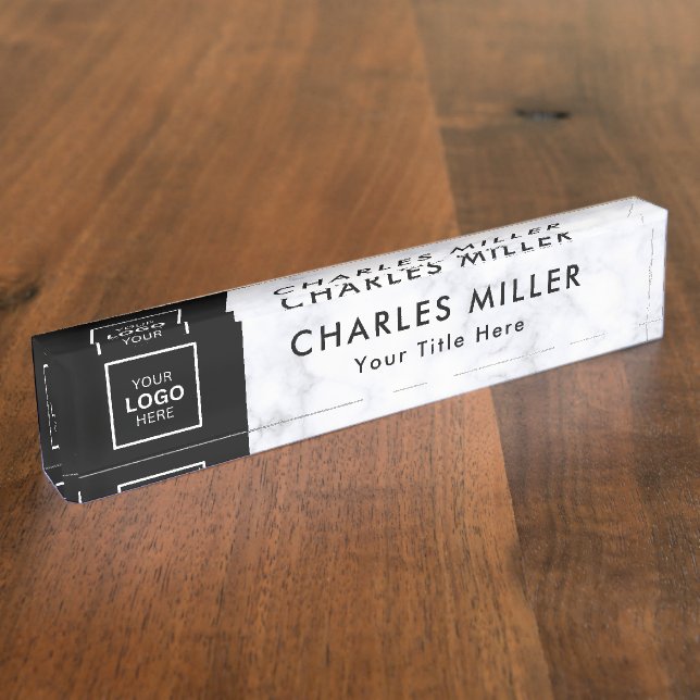 Placa De Nombre Logo profesional Desk Nameplate (Lateral)