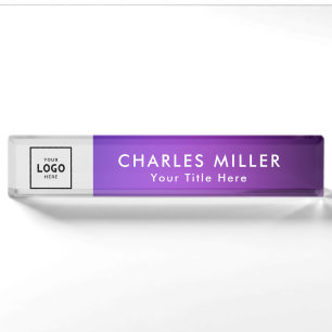 Placa De Nombre Logo Purple Simple Modern Profesional