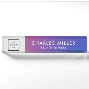 Placa De Nombre Logo Purple Simple Modern Profesional