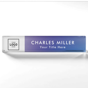 Placa De Nombre Logo Purple Simple Modern Profesional