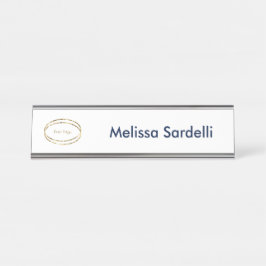 Placa De Nombre Logotipo azul minimalista moderno personalizado pa