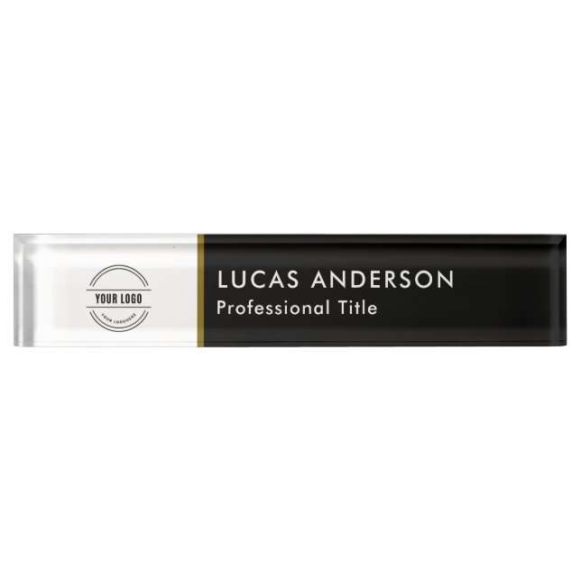 Placa De Nombre Logotipo comercial | Moderno mostrador de títulos  (Anverso)