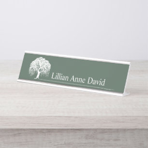 Placa De Nombre Logotipo de árbol verde vivo moderno personalizad