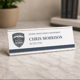 Placa De Nombre Logotipo de Detective de Policía