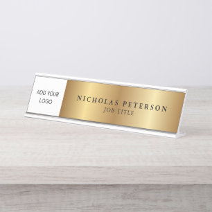 Placa De Nombre Logotipo de la Compañía Ejecutiva Metallic Gold Pr