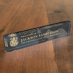 Placa De Nombre Logotipo de la línea delgada azul del Departamento