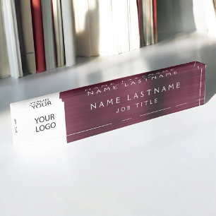 Placa De Nombre Logotipo de personalizado Ejecutivo Burgundy Profe