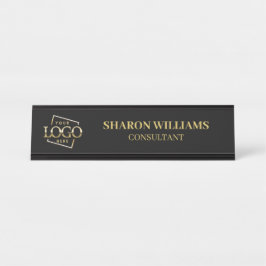 Placa De Nombre Logotipo de personalizado | Profesional Black Gold