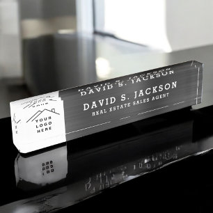 Placa De Nombre Logotipo de personalizado profesional negro ejecut
