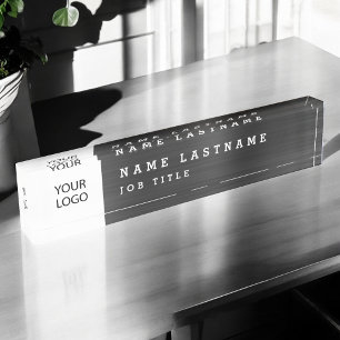 Placa De Nombre Logotipo de personalizado profesional negro ejecut
