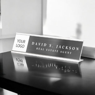 Placa De Nombre Logotipo de personalizado profesional negro ejecut