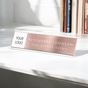 Placa De Nombre Logotipo de personalizado Rosa ejecutivo Profesion