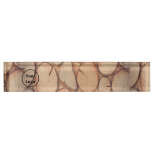 Placa De Nombre logotipo de personalizado troncos de árbol marró