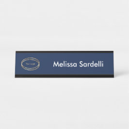 Placa De Nombre Logotipo empresarial azul minimalista moderno pers