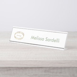 Placa De Nombre logotipo empresarial personalizado de verde salvia