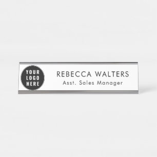 Placa De Nombre Logotipo Empresarial Sencillo Personalizable para 