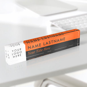 Placa De Nombre Logotipo personalizado Duo moderno Naranja medio n