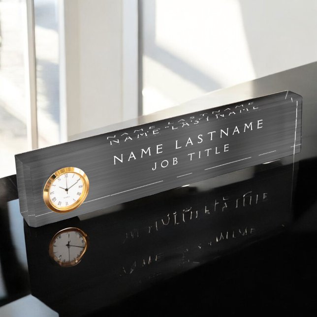 Placa De Nombre Logotipo personalizado Elegante Mesa Blanca Negra (Subido por el creador)