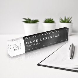 Placa De Nombre Logotipo personalizado Elegante Minimalista Blanco