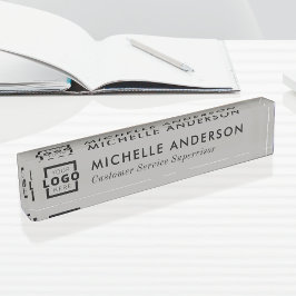 Placa De Nombre Logotipo personalizado Elegante moderno negro gris