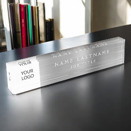 Placa De Nombre Logotipo personalizado Executive Silver Profesiona