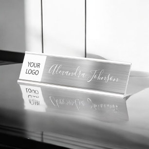 Placa De Nombre Logotipo personalizado Executive Silver Profesiona