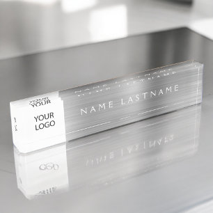 Placa De Nombre Logotipo personalizado Executive Silver Profesiona