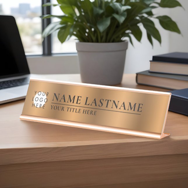 Placa De Nombre Logotipo personalizado Faux Copper Classy Bronze e (Subido por el creador)