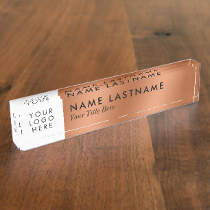 Placa De Nombre Logotipo personalizado Faux Copper Sleek Minimalis