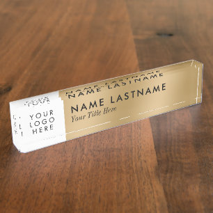 Placa De Nombre Logotipo personalizado Faux Gold Minimalista moder