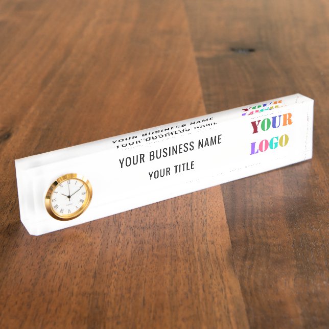 Placa De Nombre Logotipo personalizado, nombre y título Elegante p (Lateral)