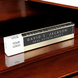 Placa De Nombre Logotipo personalizado Profesional elegante de oro