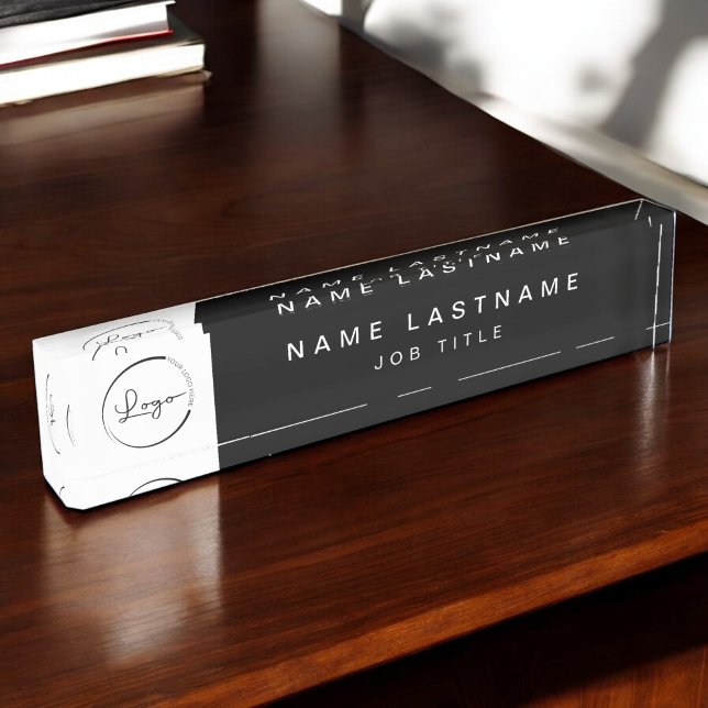 Placa De Nombre Logotipo personalizado Profesional elegante negro (Subido por el creador)