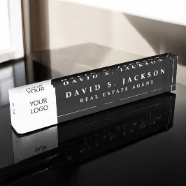 Placa De Nombre Logotipo personalizado Profesional elegante negro