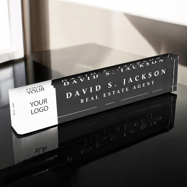 Placa De Nombre Logotipo personalizado Profesional elegante negro (Subido por el creador)