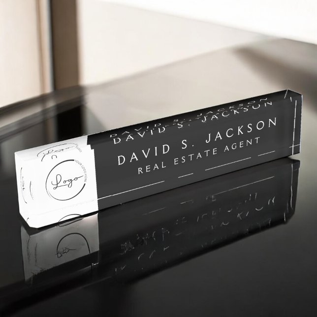 Placa De Nombre Logotipo personalizado Profesional elegante negro (Subido por el creador)