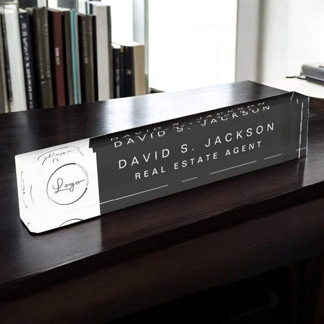 Placa De Nombre Logotipo personalizado Profesional elegante negro (Subido por el creador)