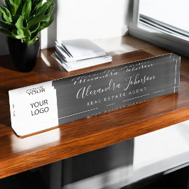 Placa De Nombre Logotipo personalizado Profesional elegante negro